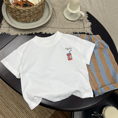 韩国童装男童短袖T恤儿童夏季薄款纯棉卡通上衣宝宝洋气潮牌印花T