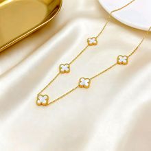 跨境热卖幸运四叶草13mm项链钛钢金百搭小众18k不掉色不锈钢项链