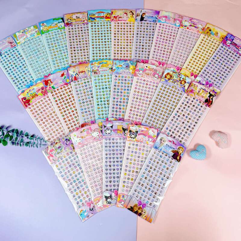 Gemstone Stickers Crystal Diamond Stickers Princess Ultraman Self-Adhesive Paper 3D Cartoon Reward Nail Stickers Children's Day