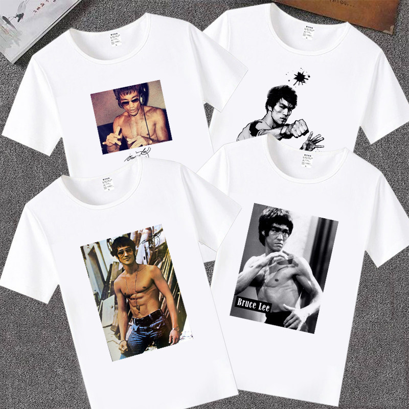 New Bruce Lee T-Shirt Short-Sleeved Chinese Youth Student Casual Shirt Men's Base Shirt Brother Outfit Dormitory Clothing