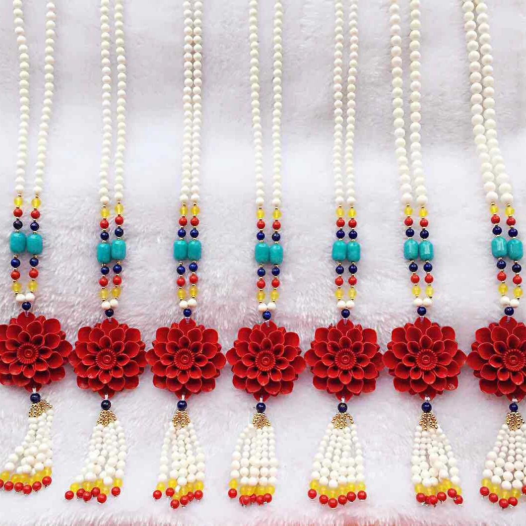 Accessory, necklace, sweater, long pendant, cinnabar