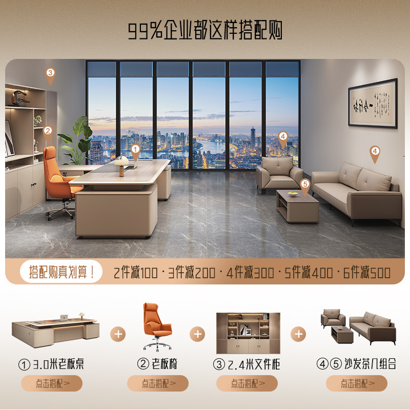 老板办公桌椅组合简约现代总裁桌经理主管桌轻奢大班台办公室家具|undefined