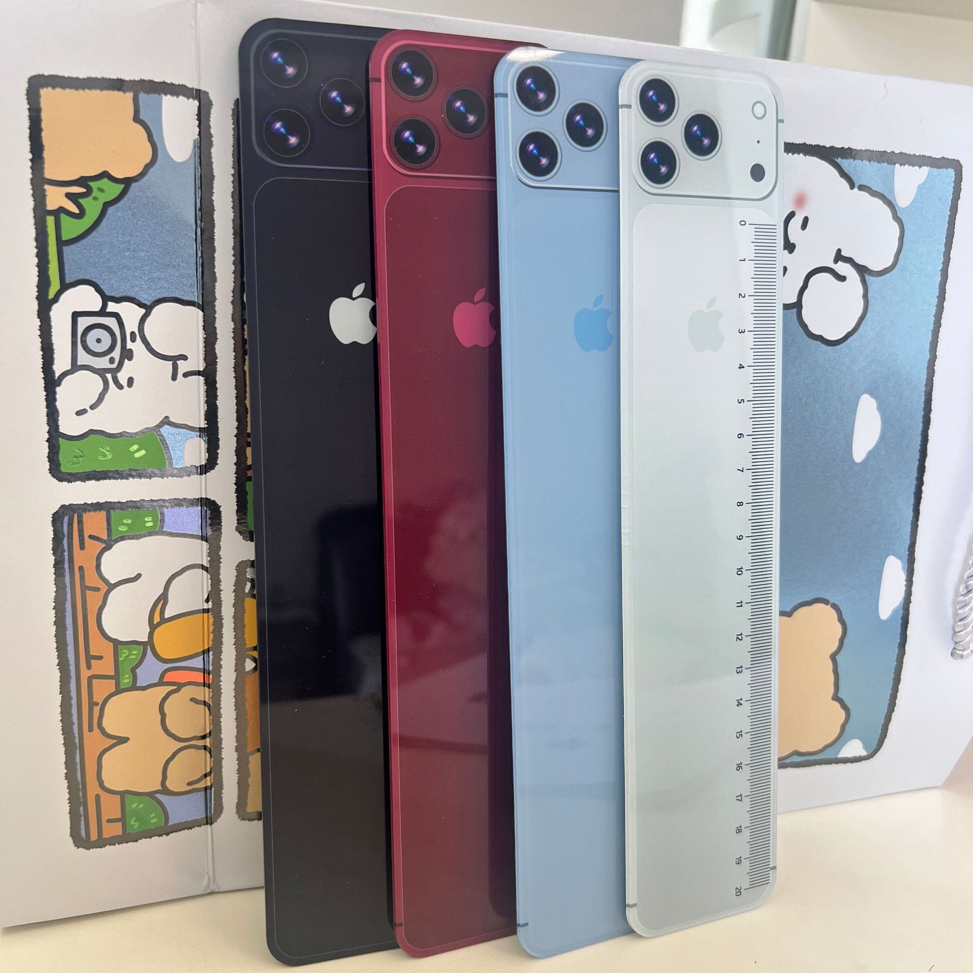 双层加厚亚克力iPhone18手机造型直尺卡通可爱学生用测量工具文具