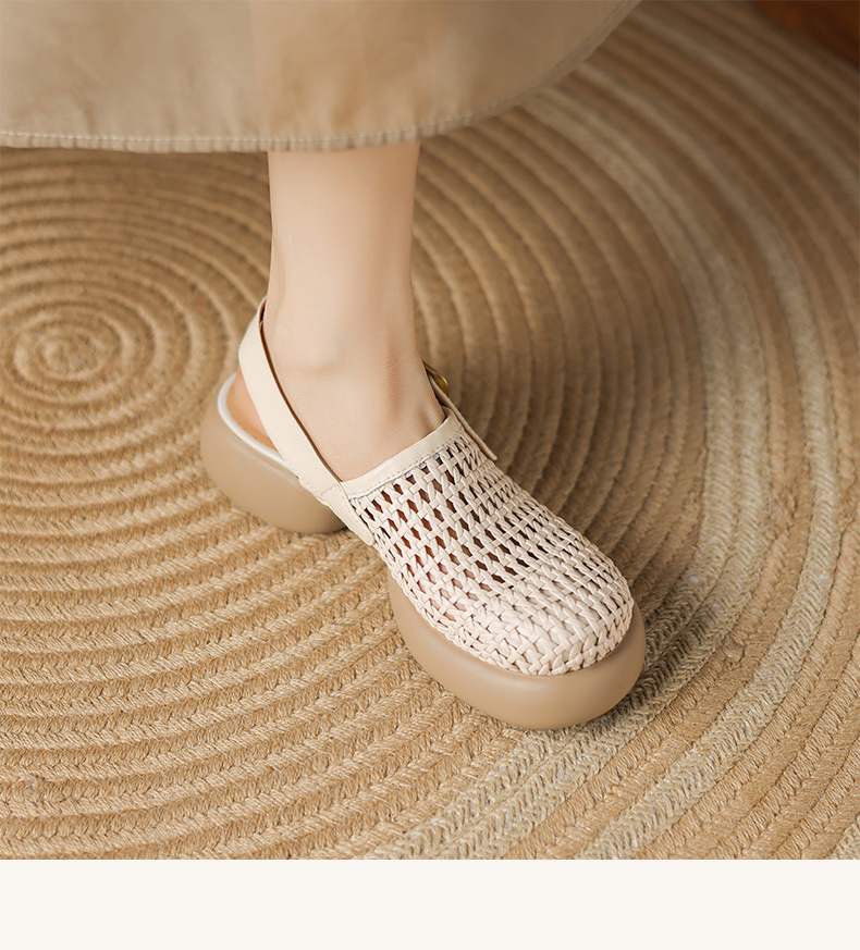 Sandal cao gót nữ đế dày gót vuông mũi hở phong cách La Mã — đen chi tiết 9
