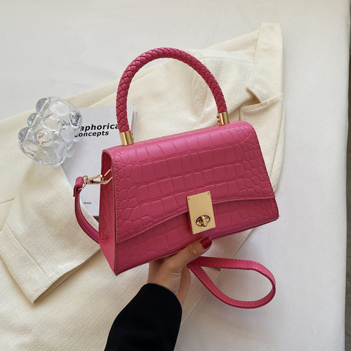 Cross-border bags  fashion new woven handheld hourglass bag women's bag indented stone pattern single shoulder crossbody bag