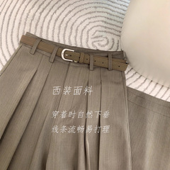 CHAO级推荐！韩式浅咖色精纺羊毛休闲女裤西裤显瘦高腰百搭阔腿裤