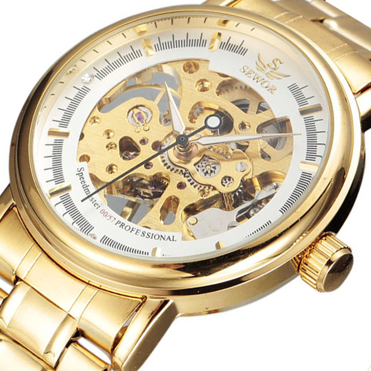 SEWOR nuevo reloj mecánico casual para hombres cinturón de acero hueco transparente reloj transfronterizo e-commerce entrega en vivo 025