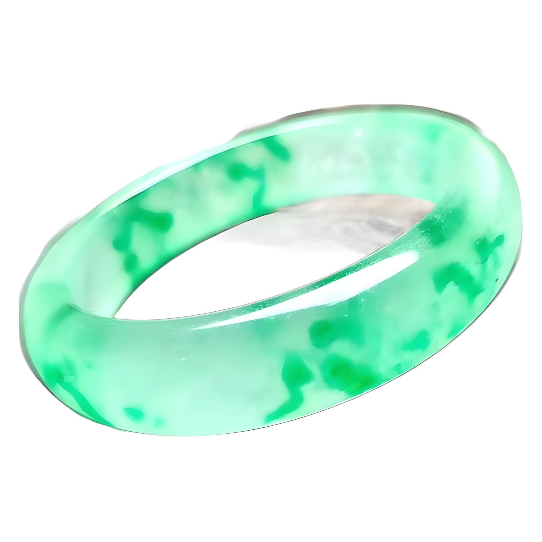 바산 옥 팔찌 B급 팔찌 석영암 옥 떠다니는 꽃 옥 팔찌 콩 녹색 오일 투명 바산 옥 두롱 옥