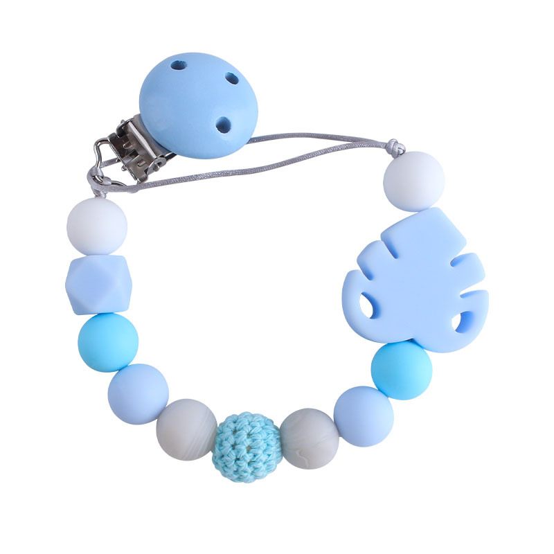 Bebé suministros DIY creativo Hemu chupete clip bebé calmante hoja de silicona molar juguete mordedor chupete cadena