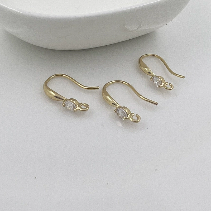 Серьги с цирконием, аксессуар, медь, простой дизайн, 18 карат