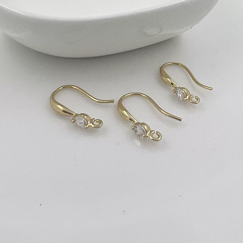 Серьги с цирконием, аксессуар, медь, простой дизайн, 18 карат