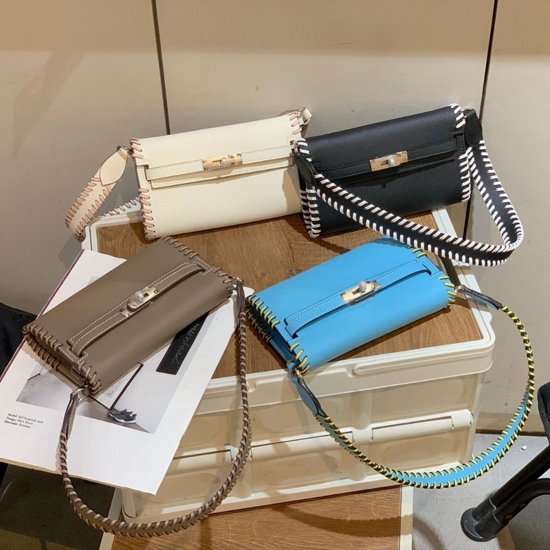 Wax Thread 2026 New Kelly Bag Light Luxury Niche Wallet Long Casual Shoulder Crossbody Bag for Women Daily Versatile