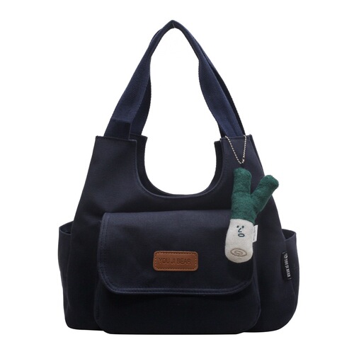 Student casual canvas bag women's 2024 spring new trendy Korean version tote bag Korean version large capacity armpit bag