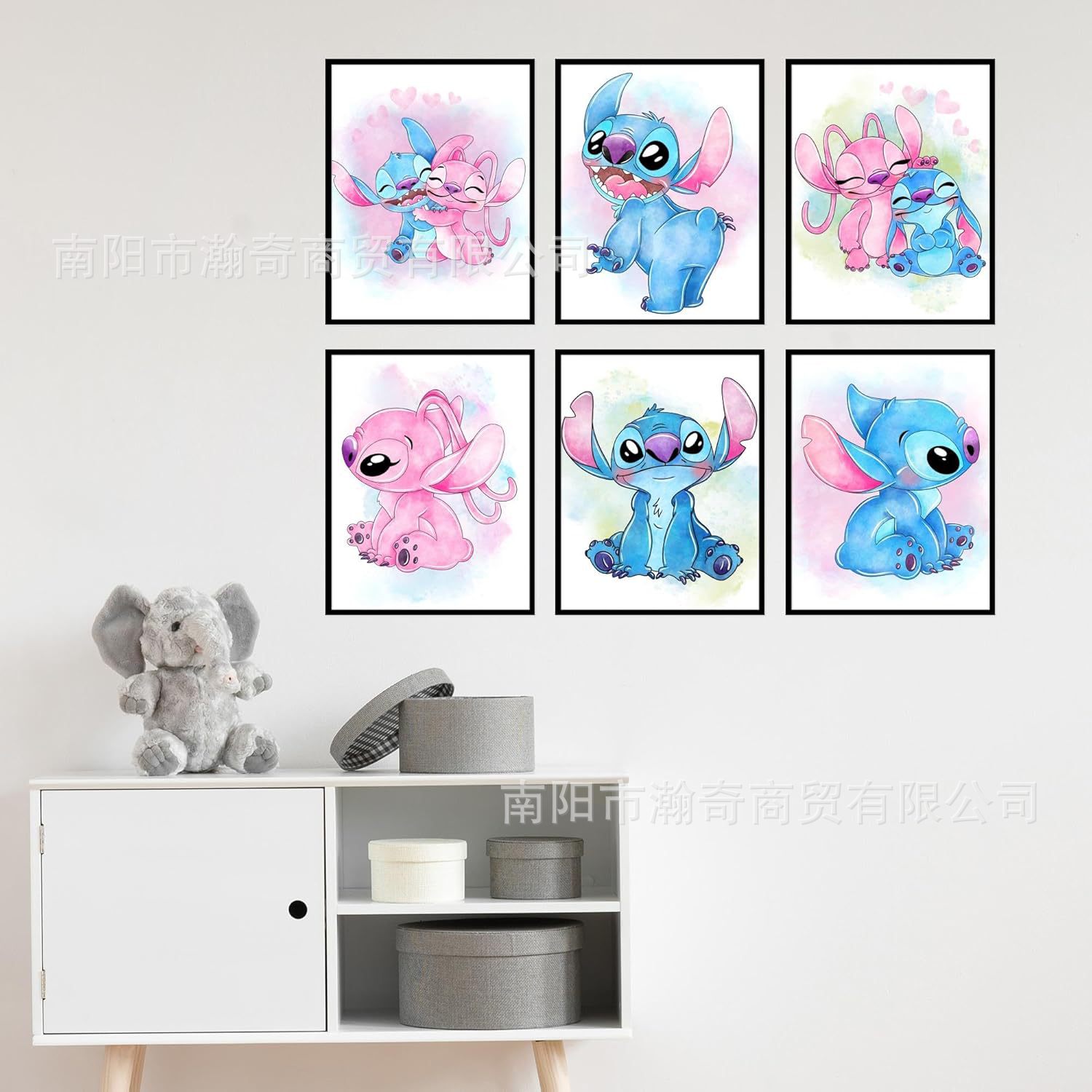 Cross-Border Amazon Stitch Wall Art Painting Cartoon Stitch Children's Room Decoration Painting Core Poster Hanging Painting
