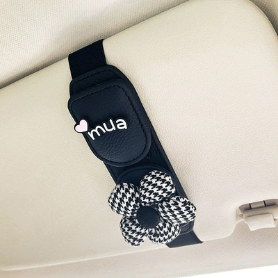 Car Glasses Clip/Bill Clip card and ticket storage holder - dual-use-glasses-clip-beige-houndstoothmua