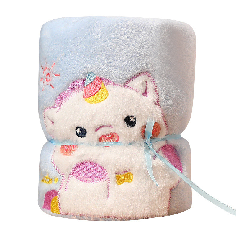 Animal de dibujos animados coral mantas de peluche mantas de siesta de oficina mantas de aire acondicionado estudiantes niños mantas pequeñas regalos de la empresa