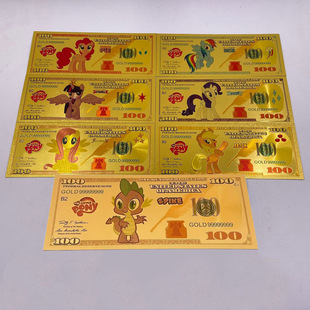 My Little Pony Peripherals Pinkie Pie Rourou Rare Cartoon Animation Commemorative Banknote Card Gold Foil Bookmark Card Commemorative Banknote
