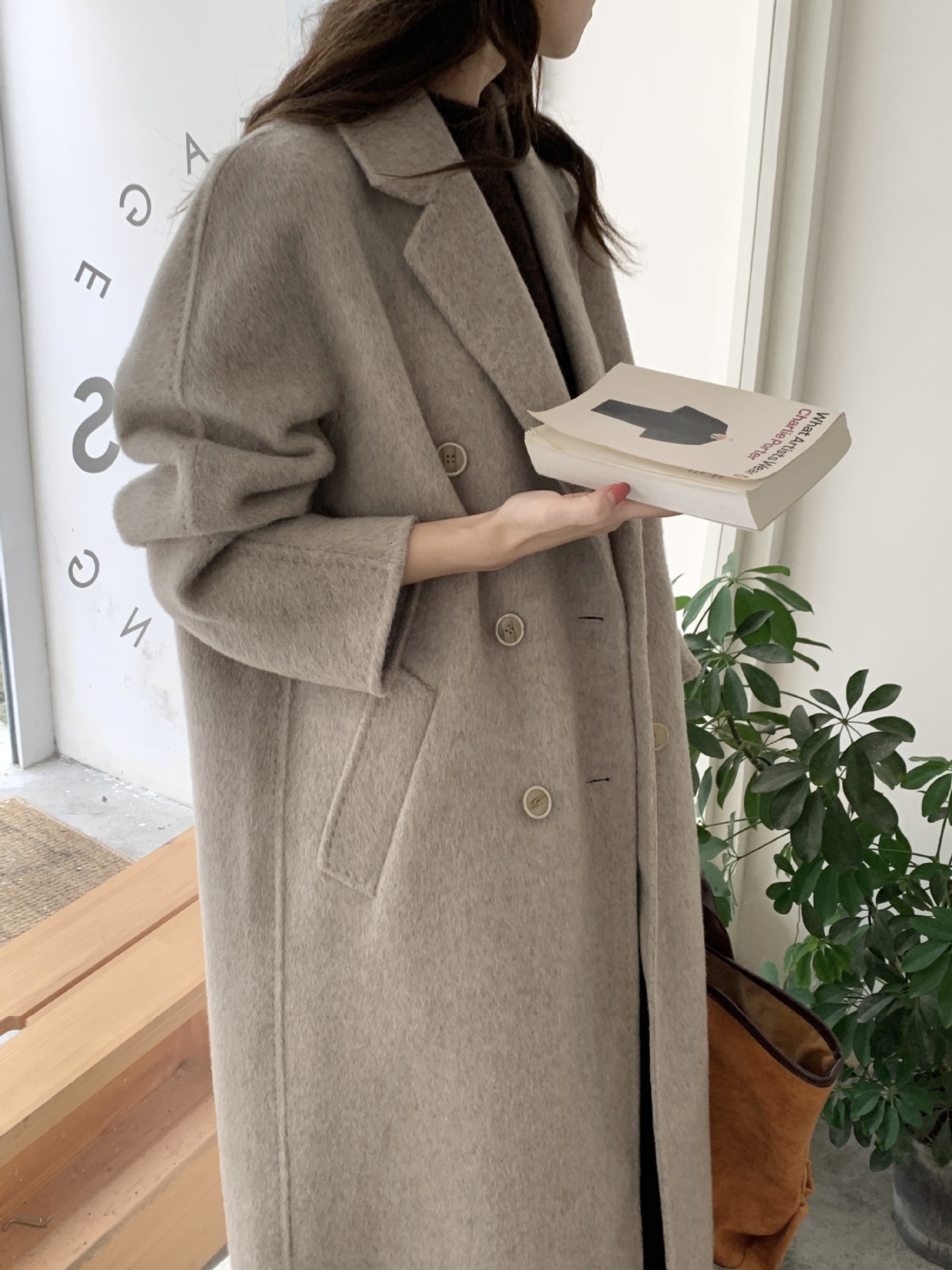 6504アルバカ80番手18.5μmアルパカウールコート レディース カジュアル ゆったり 暖かい 両面ウールコート