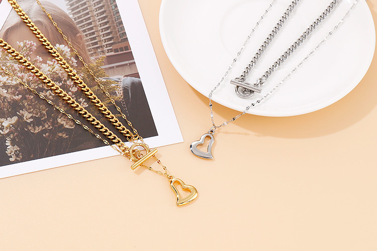 27g Weight PVD Coated Gold Plating Process 18K Gold Plated Plating Material 304 Stainless Steel Pendant Material Necklace Classification 304 Stainless Steel Chain Material Wedding, Travel Occasion 304 Stainless Steel Material Heart Pattern Women'S Gender Fashion Style Waterproof Non Tarnish Craft Gold, Silver Color PVD Coated 18K Gold Plated Heart Titanium Steel Fashion Waterproof Non Tarnish Necklace 6