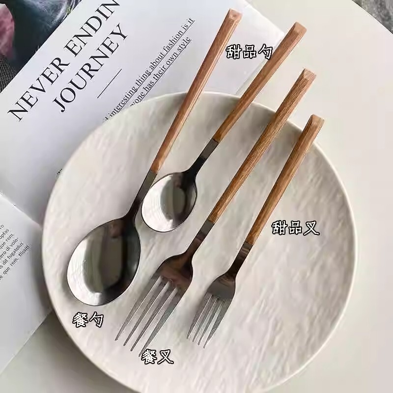 ステンレススプーンフォーク洋食スプーンお食事スプーン子供用デザートスプーンフォークins风家庭用韩式长柄食器|undefined