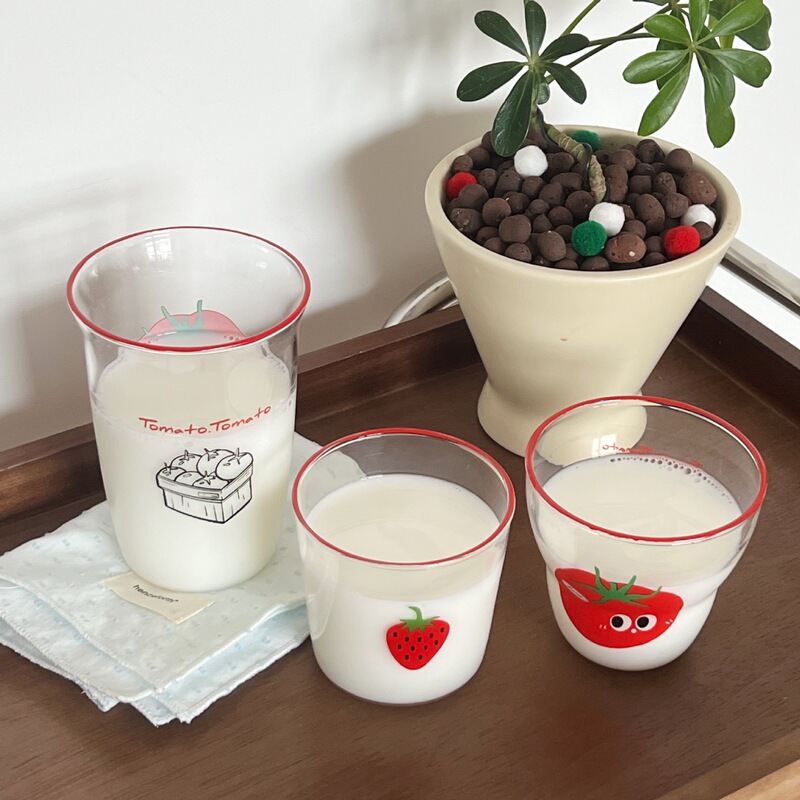 Ins中古風小衆シンプルトマトレトロジュースカップミルクカップ耐高温かわいい高颜値グラス|undefined