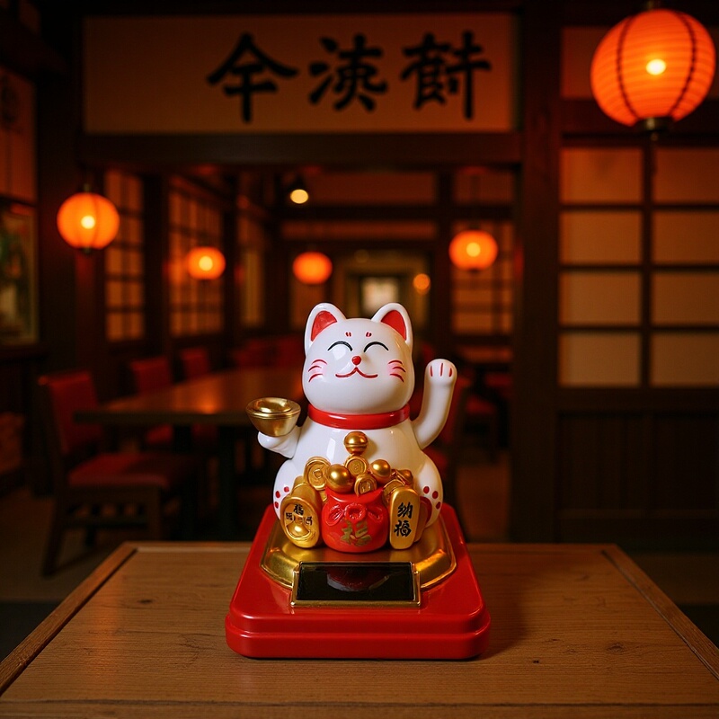 New Style Lucky Cat Figurine, Cute and Wealth-Attracting Car Ornament, Creative Opening Ceremony Waving Cat, Solar-Powered Desktop Model Gift