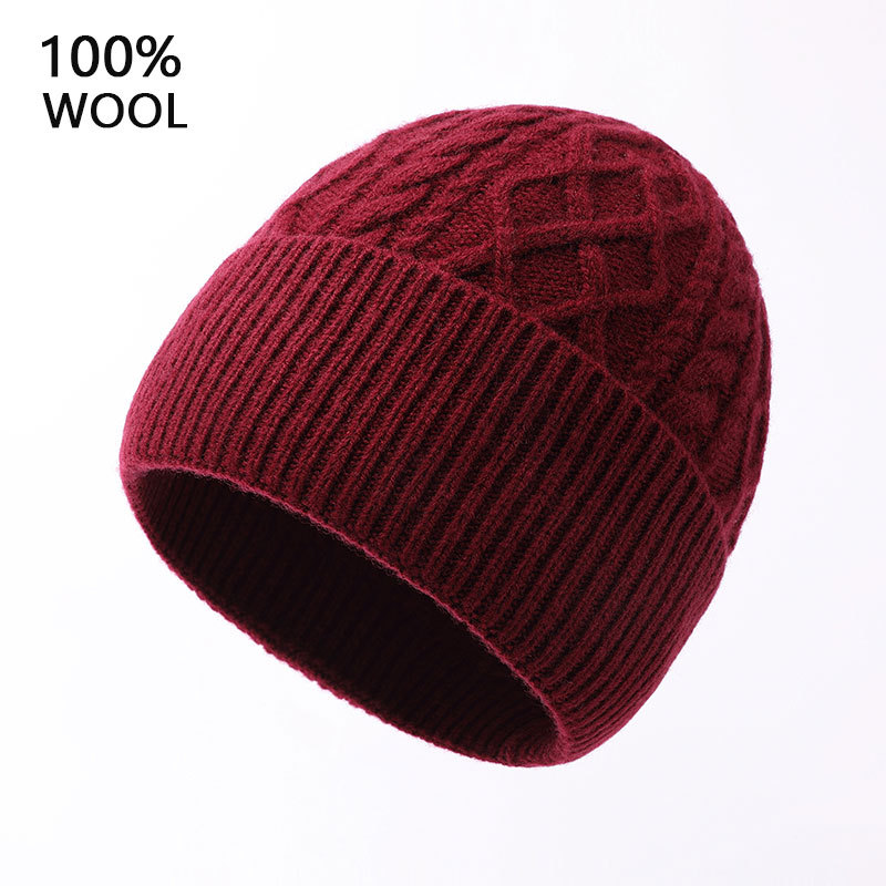 新型100ウールアメリカ毛糸帽子男性冬屋外耳保護保温ニット帽冷帽