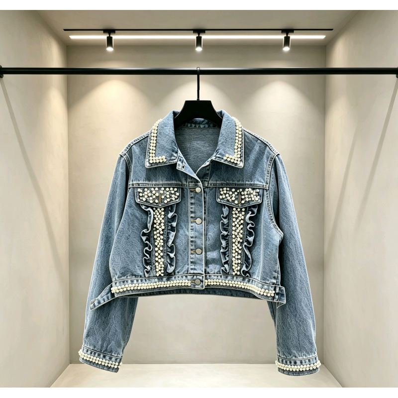 Normany offers a full range of pearl-encrusted, rhinestone-embellished, heavy-duty retro denim jackets/tops in stock – export quality.