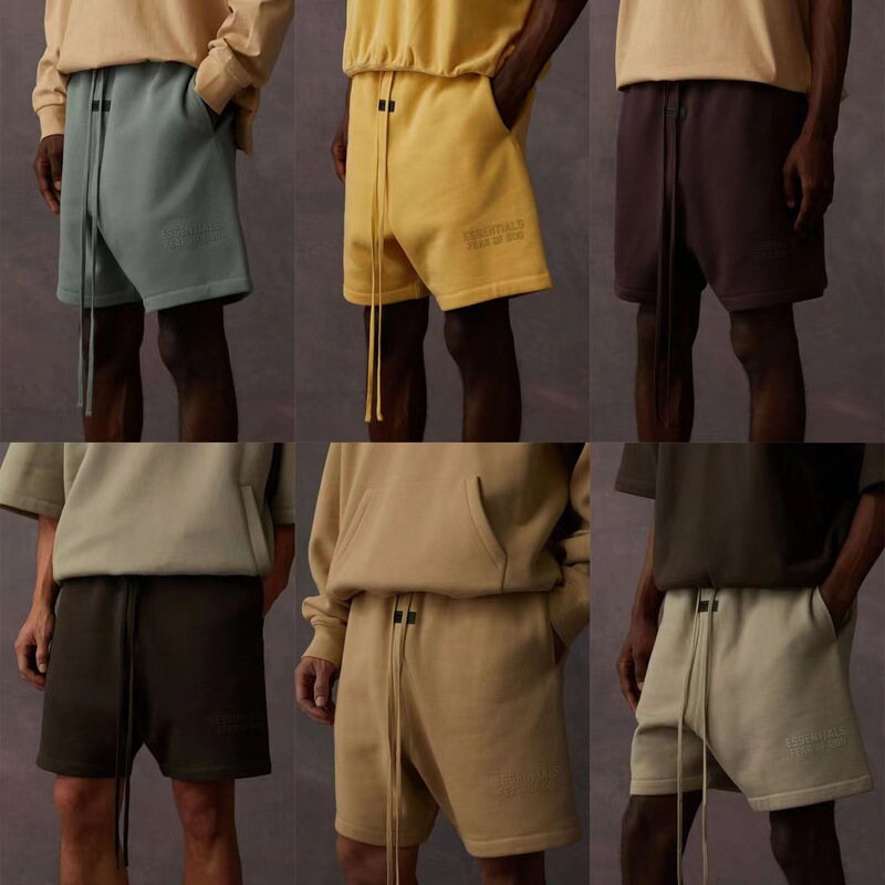 Essentials Hhh Season Nine-Line Shorts Flocked Printed Fog Five-Point Shorts High Street Casual Pants for Men