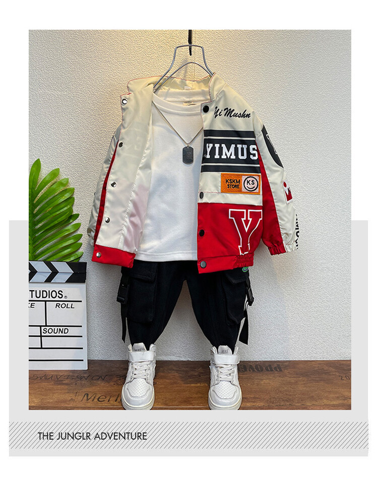 Motorcycle Suit 2024 Spring and Autumn Season New Korean Edition Children's Pi Shuai Jacket Boys' Trendy Cool Coat_voghion.com