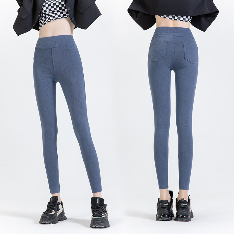 2024 primavera y verano nuevo espesado alta cintura skinny jeans mujeres calefacción caliente estiramiento adelgazamiento deportes pantalones Casuales
