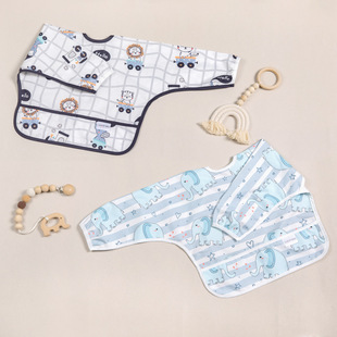 Smock Long-Sleeved Reverse Dressing Baby Eating Clothes Apron Children's Bib Baby Bib Protective Clothing Children's Painting Clothes