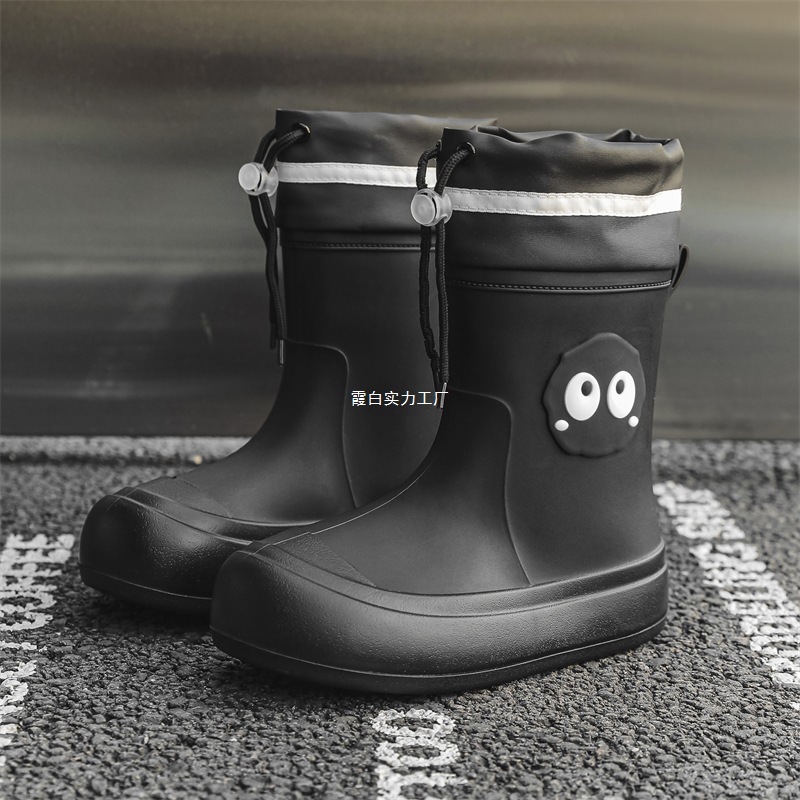 Japanese-Style Cute Children's Parent-Child Rain Boots for Girls, Students, and Older Children, Non-Slip Soft-Soled Rain Boots with Plush Thick Waterproof Soles