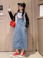 女童牛仔背带裙2023春装新款时尚洋气女孩吊带裙