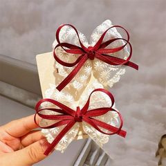 韓国式レースの蝶結びの子供の頭飾りの女の子の気質のレースのヘアピンの重い手作りの高級ヘッドクリップの髪飾り
