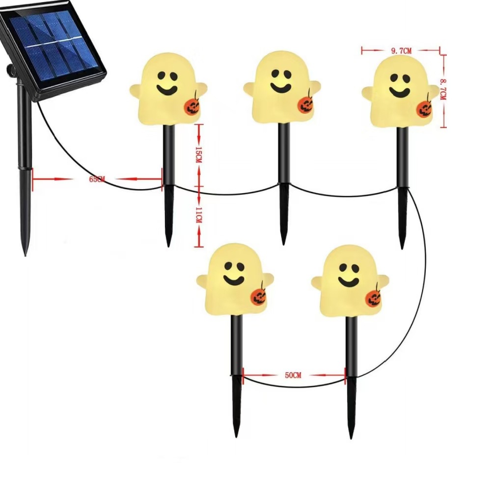 Nuevos productos transfronterizos de Halloween jardín al aire libre impermeable decoración de lámparas LED calabaza fantasma lámpara solar