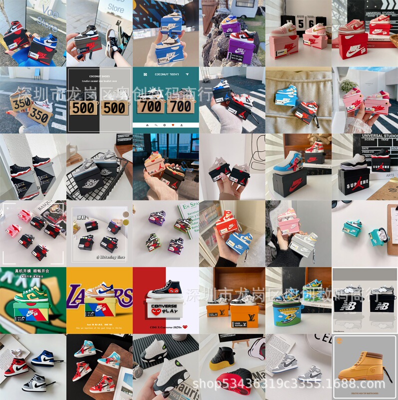 Creative Stereo Sneakers Shoe Box General Figure Apple AirPods pro Bluetooth Headset Protective Cover 1/2/3 Generation Applicable