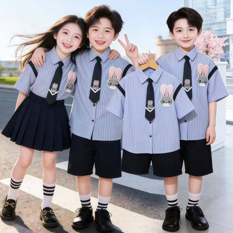 Boys' Summer Outfit Girls' Disney Judy Hopps Bunny Police Officer Cosplay 2026 Kindergarten Graduation Season Trendy Shirt 6