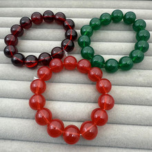 仿玛瑙红绿玻璃珠烤漆手链大小尺寸简约男女手串直播地摊会销饰品