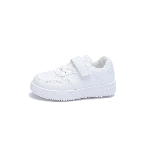Spring and Autumn Ultra-Light Children's Sports Shoes with Real Insole, Magic Tape Shoes for Boys and Girls, School Style White Shoes for Kids