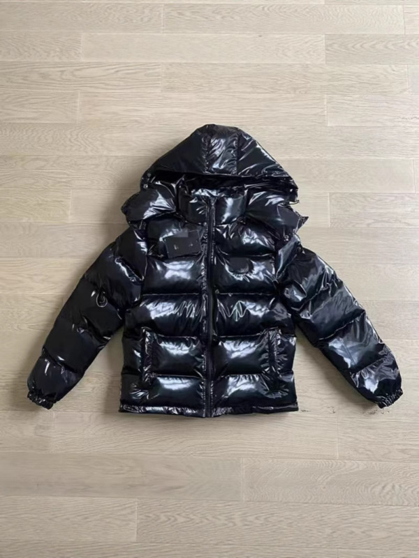 Trapstar ハイバージョンクラシックブラック光沢のある刺繍フード付きコットンコート冬厚いコート防水パンコート|undefined