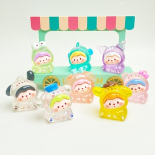 Translucent Fine Glitter Sanrio Crooked Head DIY Resin Small Ornaments Creative Trendy Cute Cartoon Cute Particles Wholesale