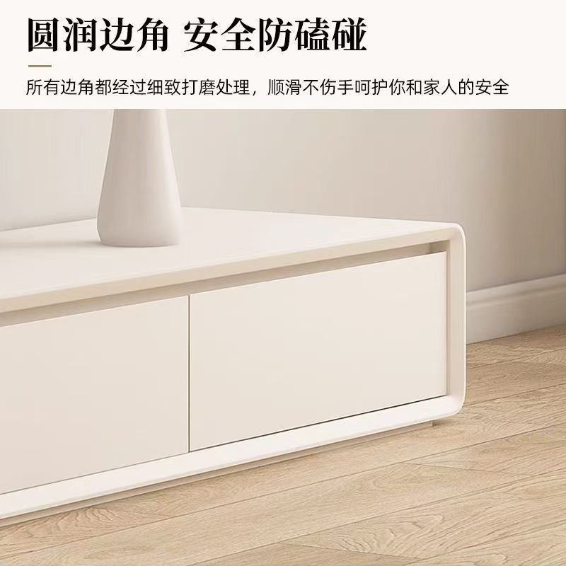 烤漆奶油风实木电视柜钢琴烤漆新款现代简约家用落地储物电视柜|undefined