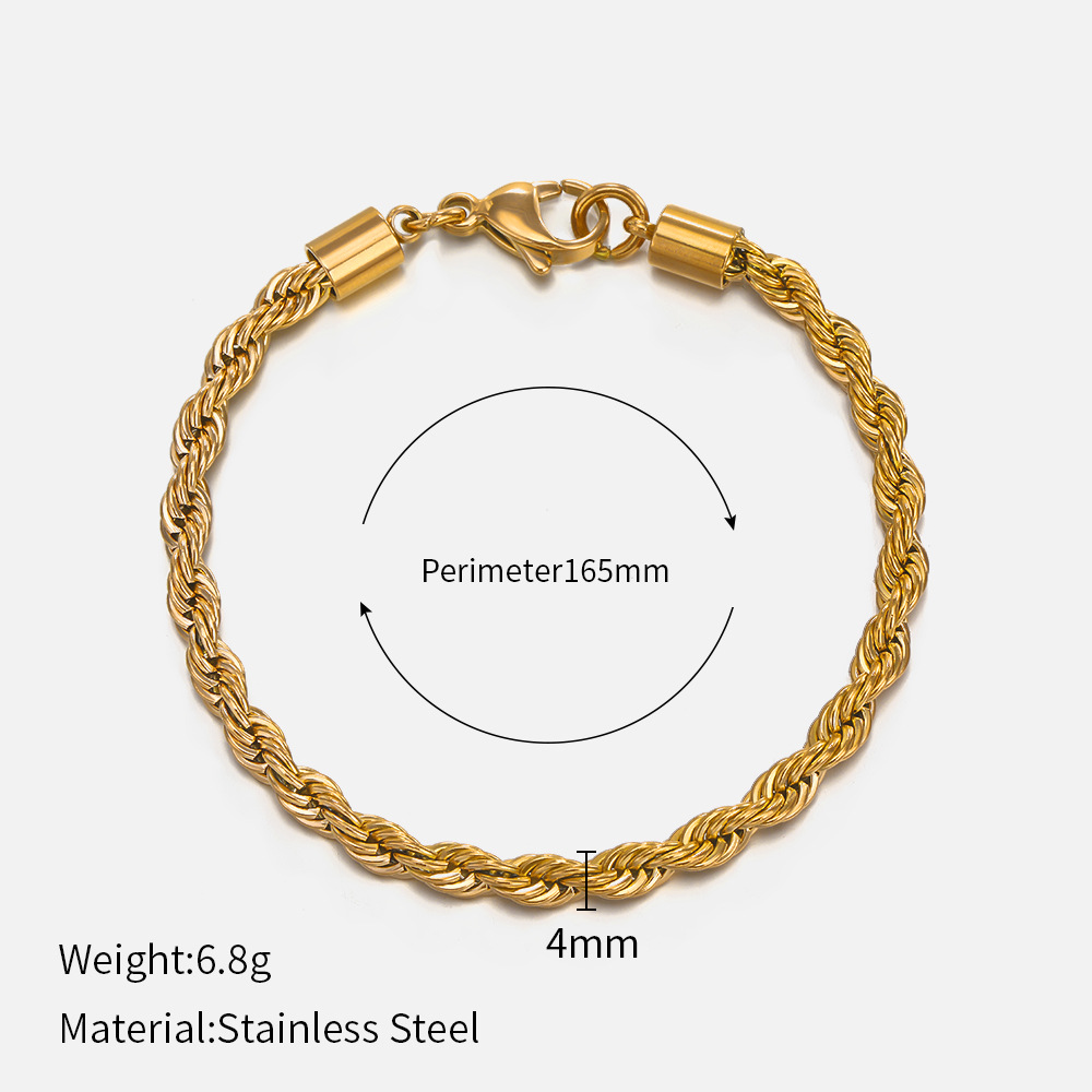 Daily Occasion 304 Stainless Steel Material Simple Style Twist 304 Stainless Steel Stainless Steel Bracelets In Bulk