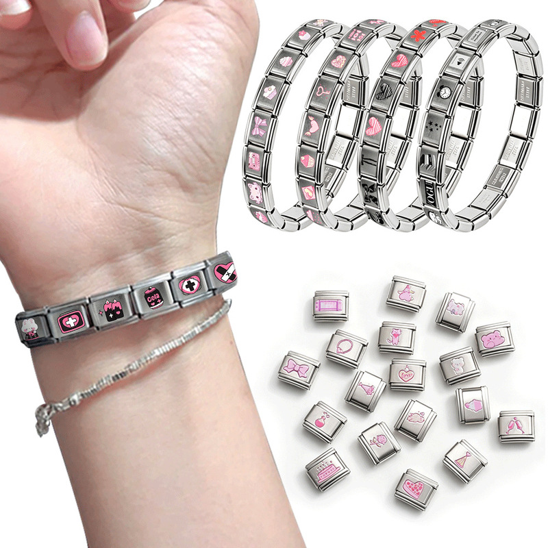 Italian modular blackpink watch strap, bracelet, and charms can be DIYed into a European and American style, a popular cross-border wholesale item