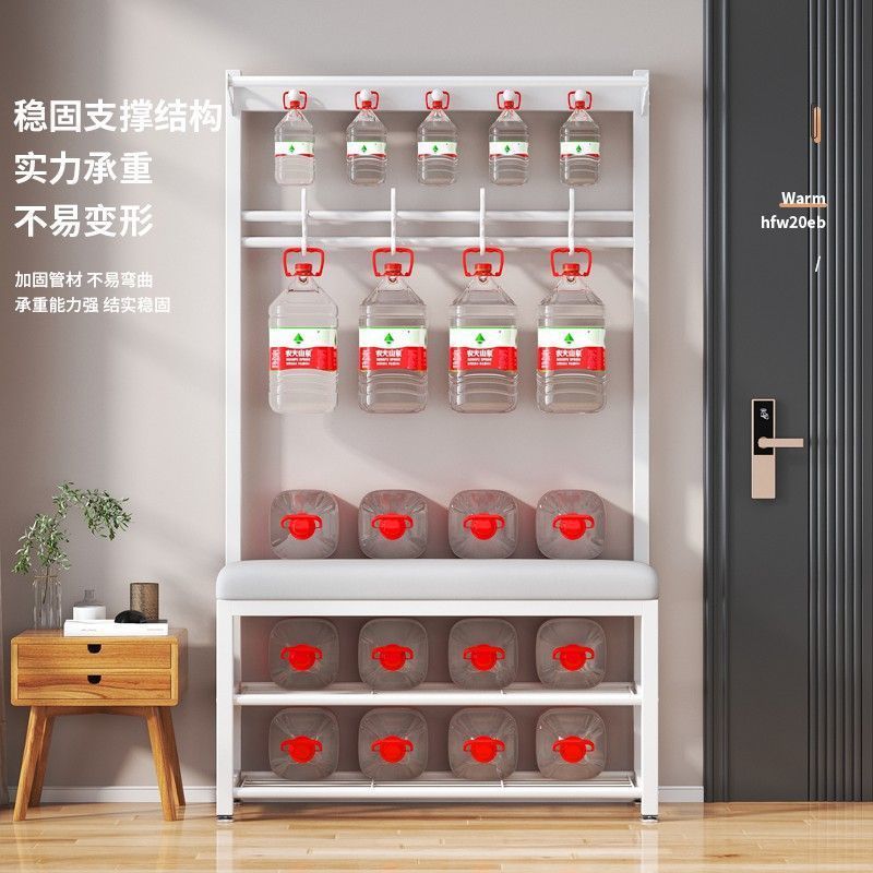 靴交換スツール、家庭用シンプルな多機能コートラック、玄関収納ラック、衣類ラック、床置き垂直ドア、座れる靴スツール|undefined