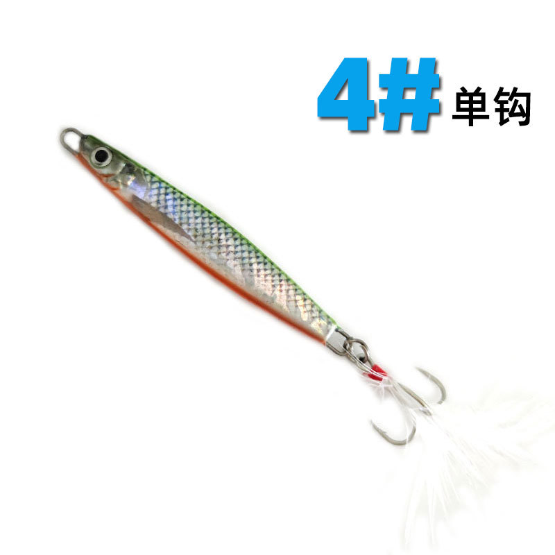 Luya Placa de hierro plomo pescado biónico cebo falso Pesca de Mar tiro largo lentejuelas cebo falso tres ganchos placa desnuda cebo de imitación al por mayor