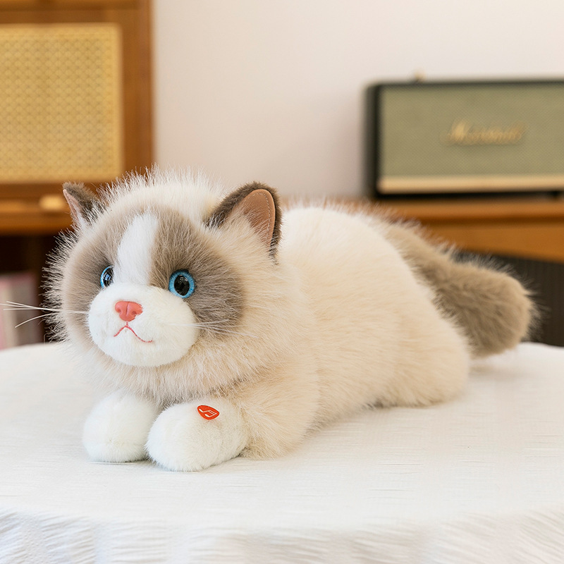 音を出すことができる模擬ラグドール猫人形、猫人形、ペットの子猫のぬいぐるみ、女の子への慰めのギフト|undefined
