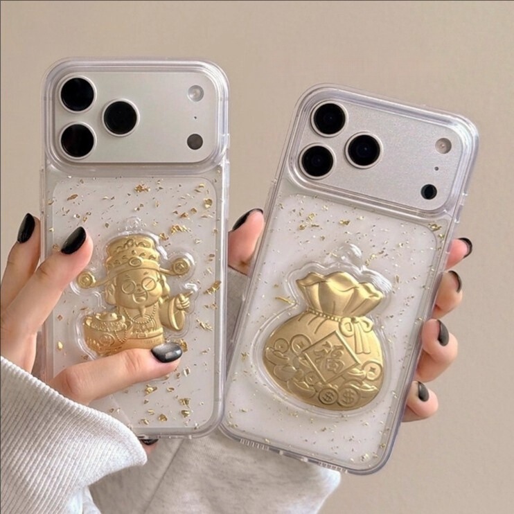 New Year's Glue Shell Suitable for Iphone17Promax Mobile Phone Case Apple 16 God of Wealth Transparent Year of the Horse Protective Cover