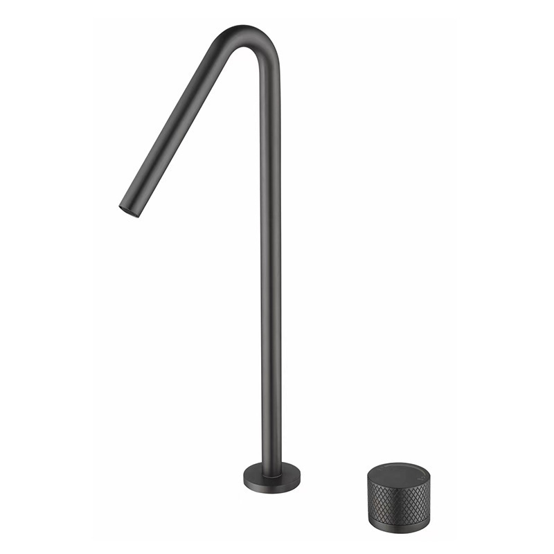 Brass 2-hole split face plate faucet bathtub 2-piece set double control gray washbasin hot and cold water hose